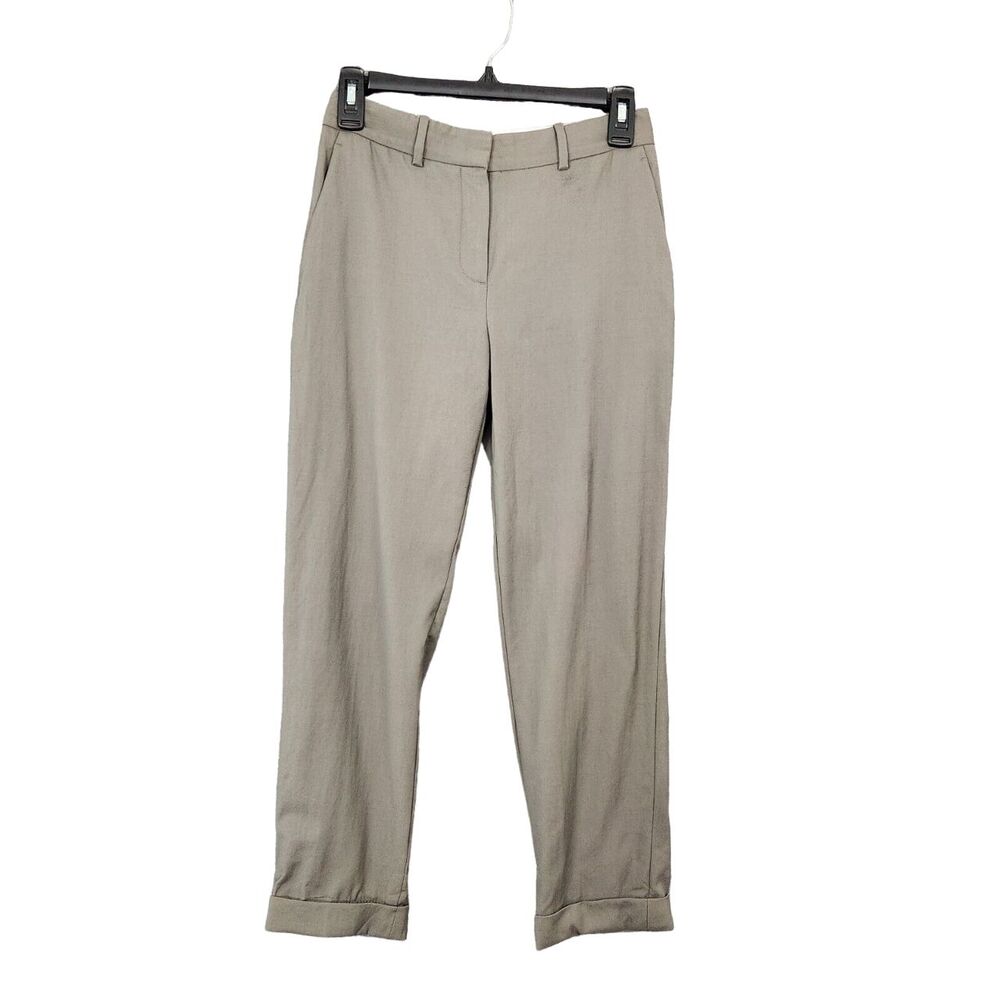 THEORY Gray Wool Mid Rise Cuffed Hem Cropped Pants Professional Academia SIZE 0